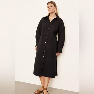 Vince Black Long Sleeve Soft-Fitted Shirt Dress Size L